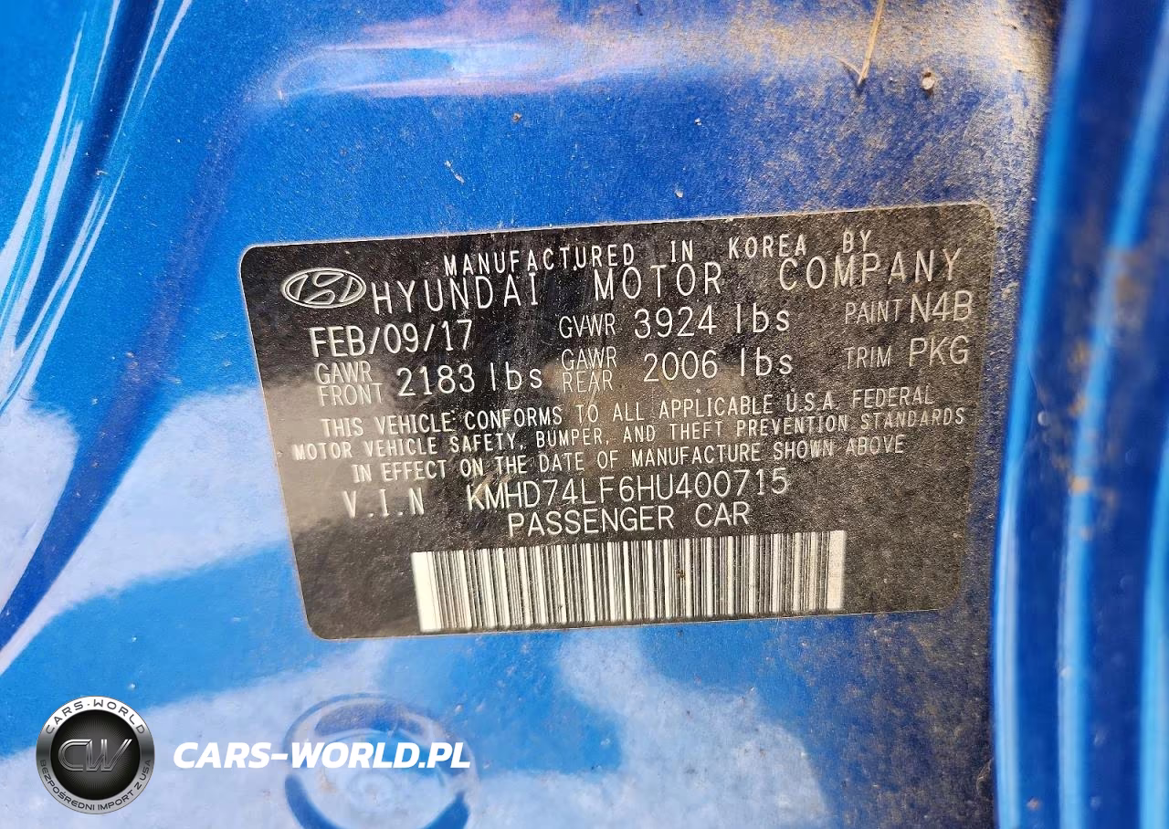 2017 Hyundai Elantra Se VIN:KMHD74LF6HU400715 - 12