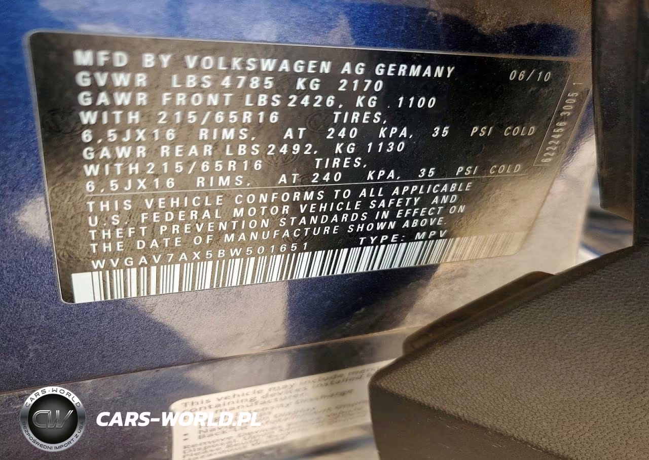 2011 Volkswagen Tiguan S VIN:WVGAV7AX5BW501651 - 14