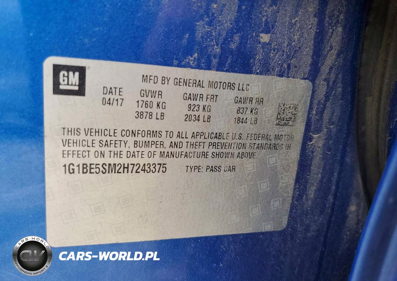2017 Chevrolet Cruze Lt VIN:1G1BE5SM2H7243375 - 12