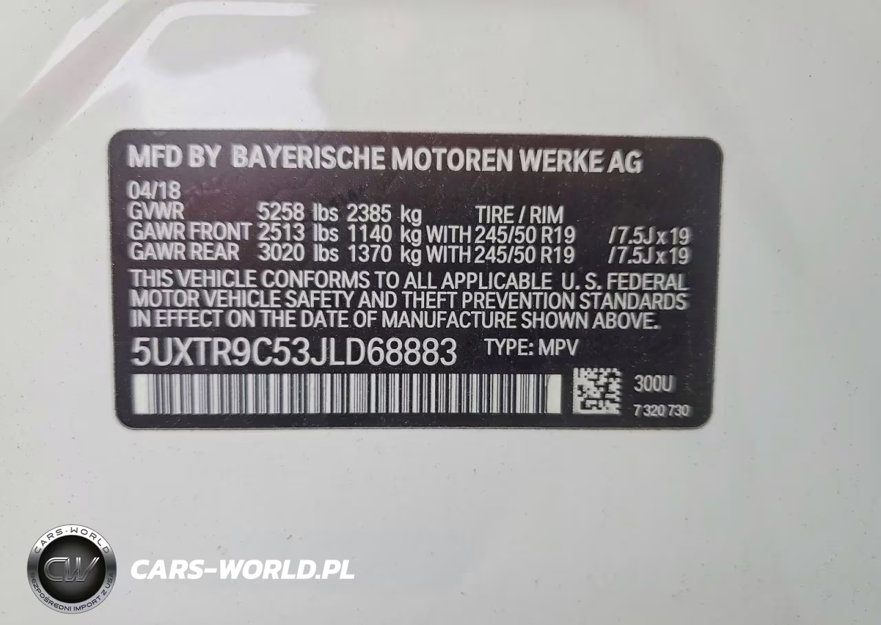 2018 BMW X3 xDrive30I VIN:5UXTR9C53JLD68883 - 13