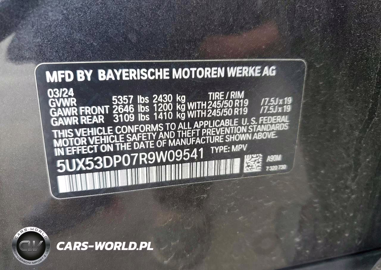 2024 BMW X3 xDrive30I VIN:5UX53DP07R9W09541 - 13
