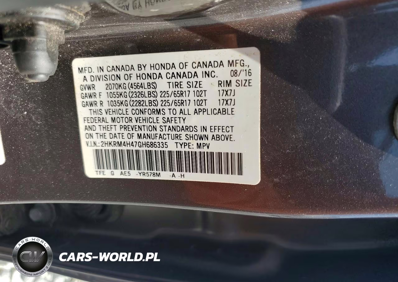 2016 Honda Cr-V Se VIN:2HKRM4H47GH686335 - 12