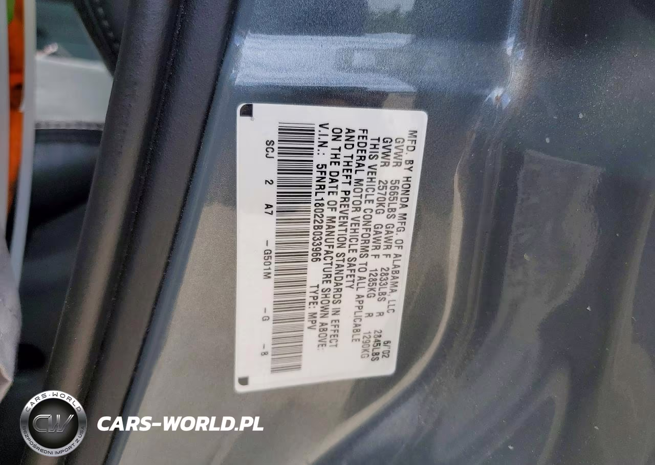 2002 Honda Odyssey Exl VIN:5FNRL18022B033966 - 13