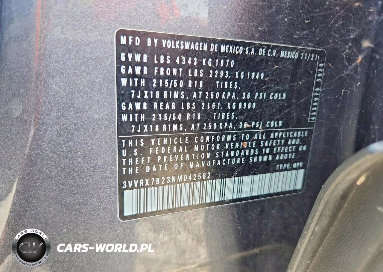 2022 Volkswagen Taos Se VIN:3VVRX7B23NM042582 - 13