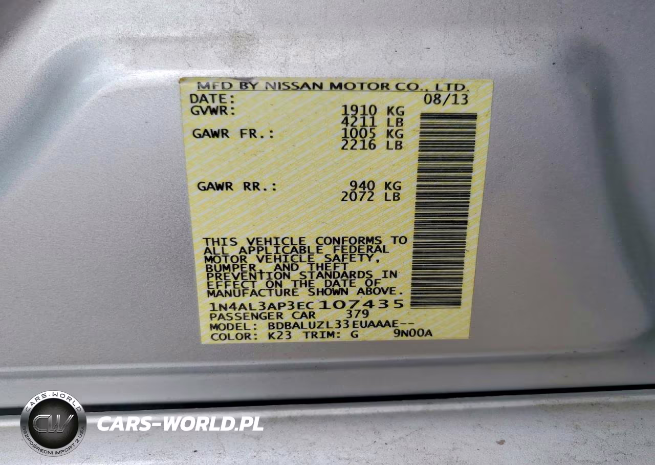 2014 Nissan Altima 2.5 VIN:1N4AL3AP3EC107435 - 12