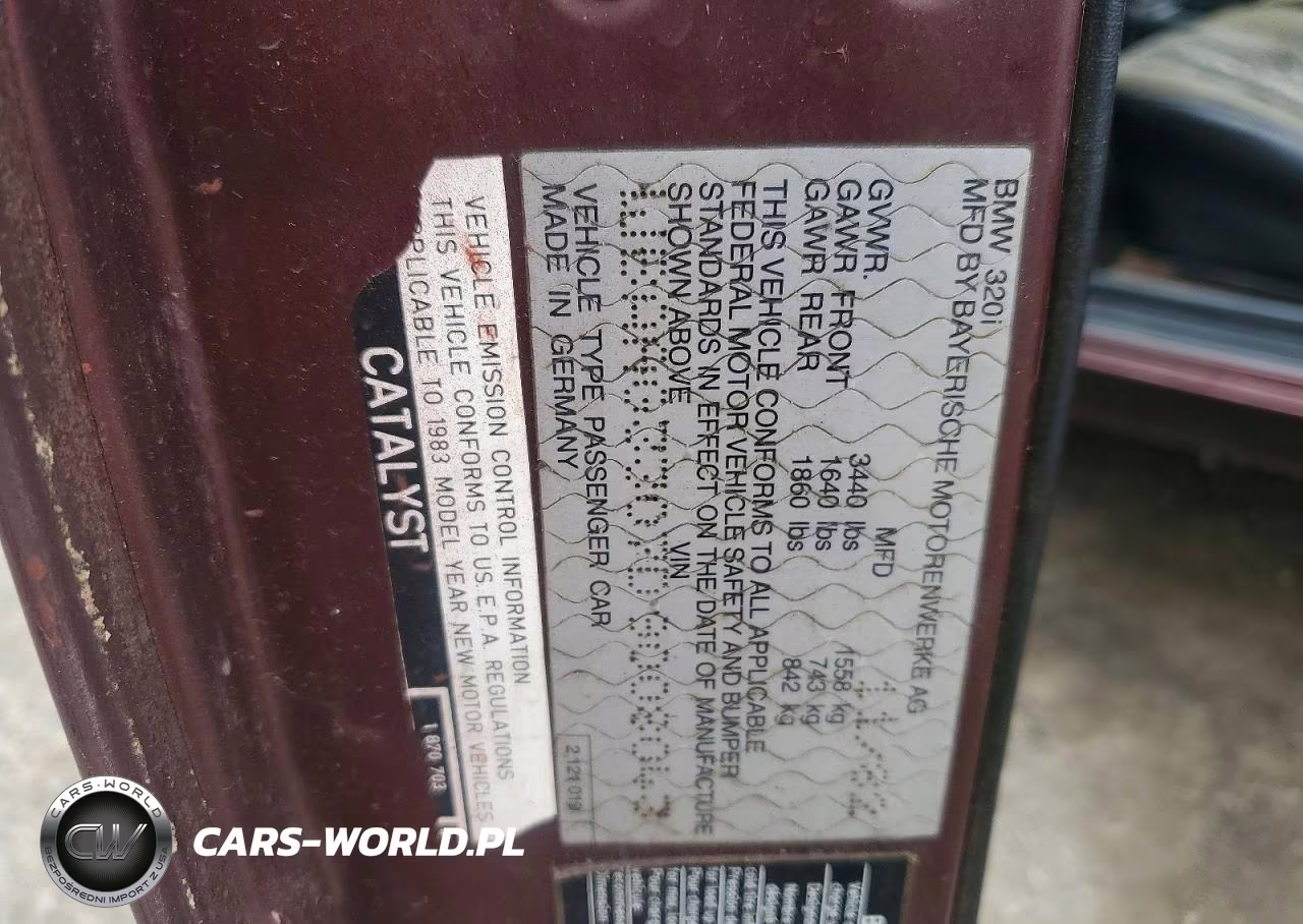 1983 BMW 320 I VIN:WBAAG3307D9008043 - 12