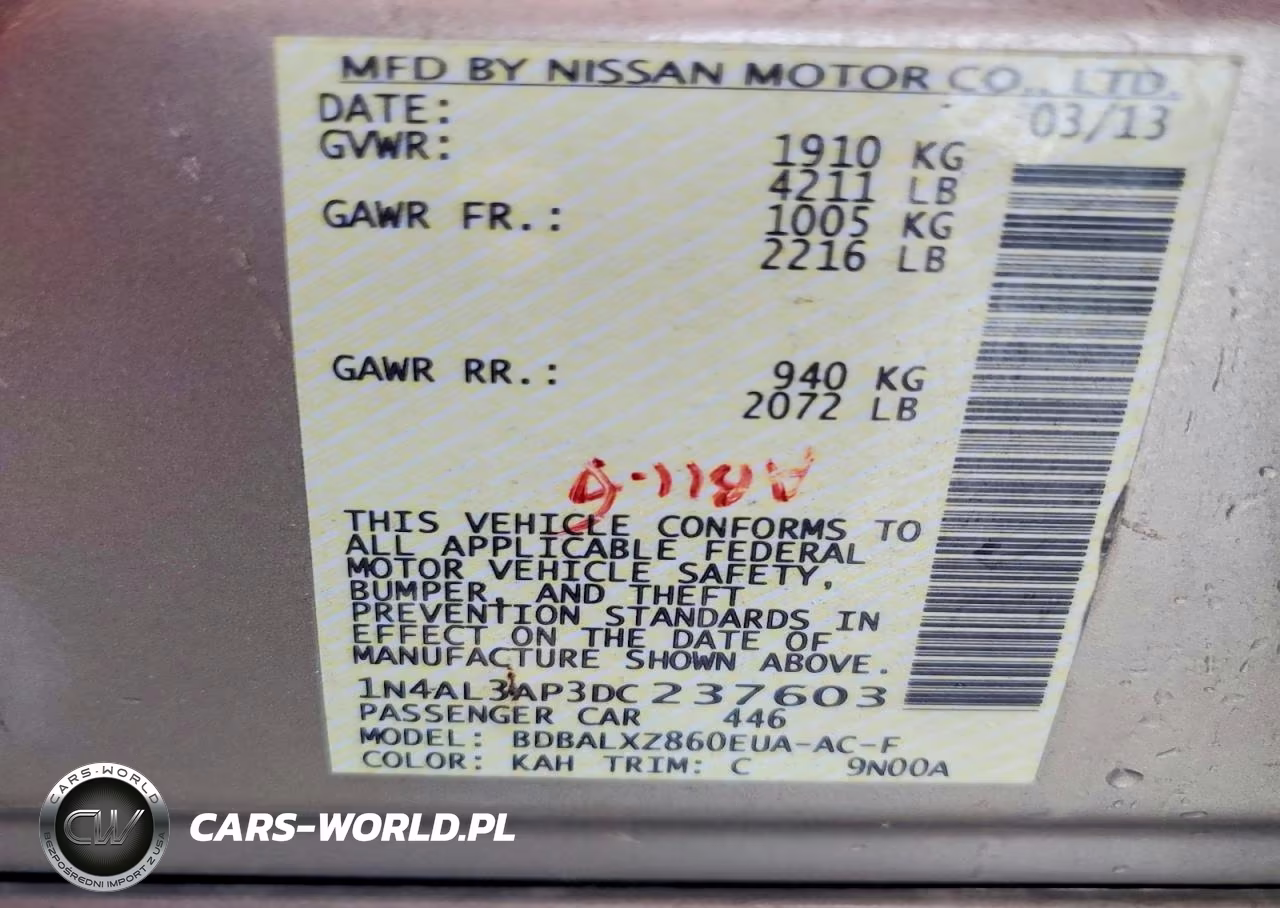NISSAN ALTIMA 2.5 VIN:1N4AL3AP3DC237603 - 12