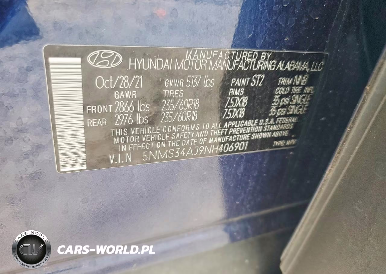 2022 Hyundai Santa Fe Sel VIN:5NMS34AJ9NH406901 - 13