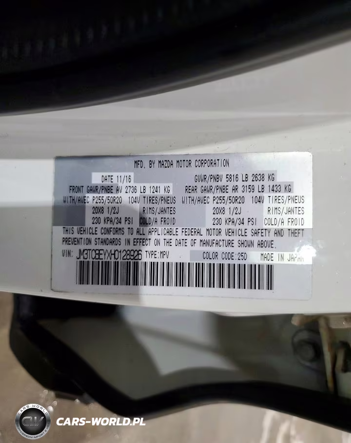 2017 Mazda Cx-9 Signature VIN:JM3TCBEYXH0128926 - 14