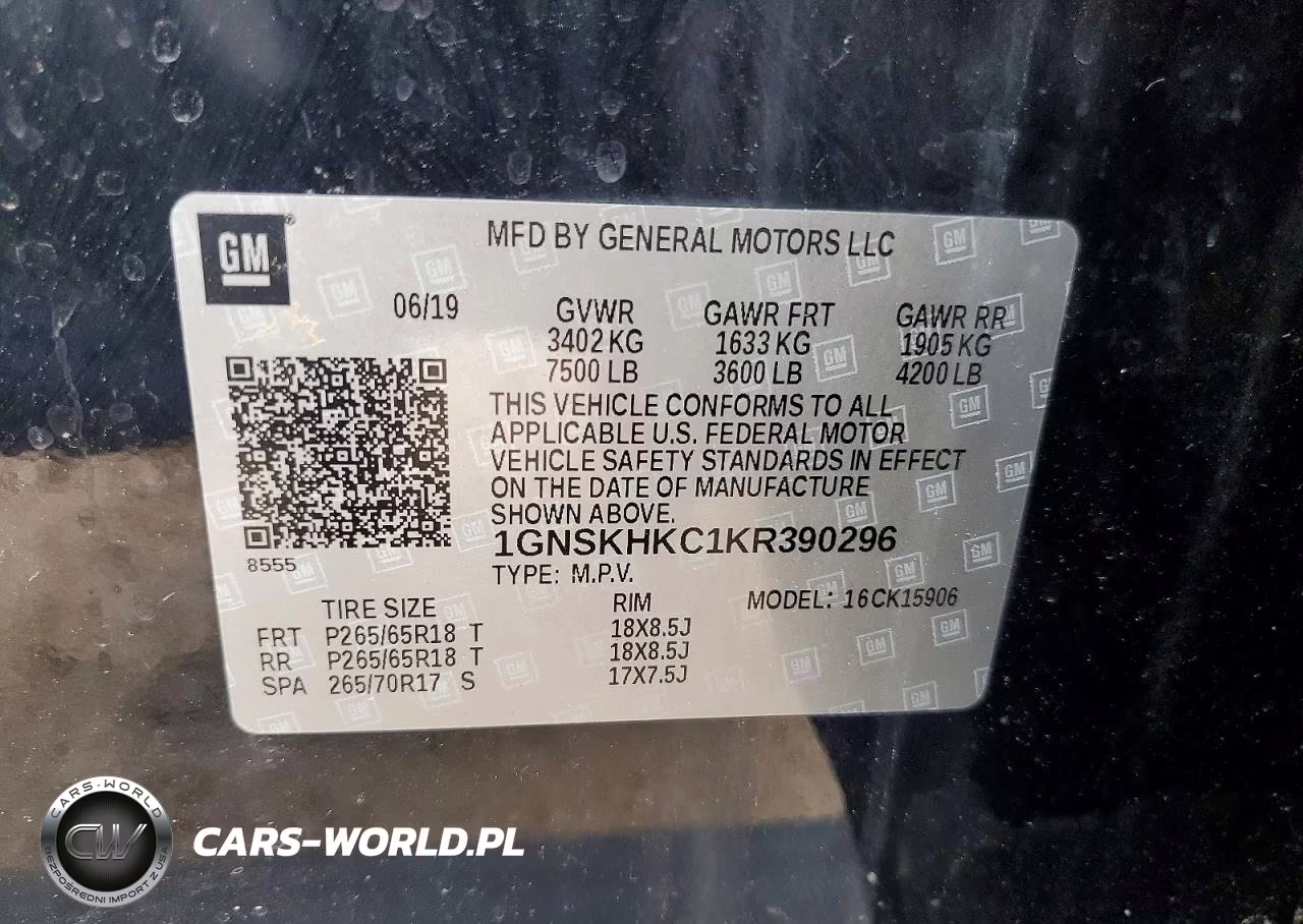 2019 Chevrolet Suburban K1500 Lt VIN:1GNSKHKC1KR390296 - 13