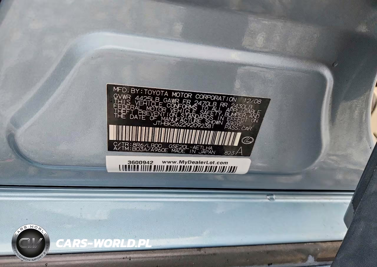 2009 Lexus Is 250 VIN:JTHBK262292092381 - 12
