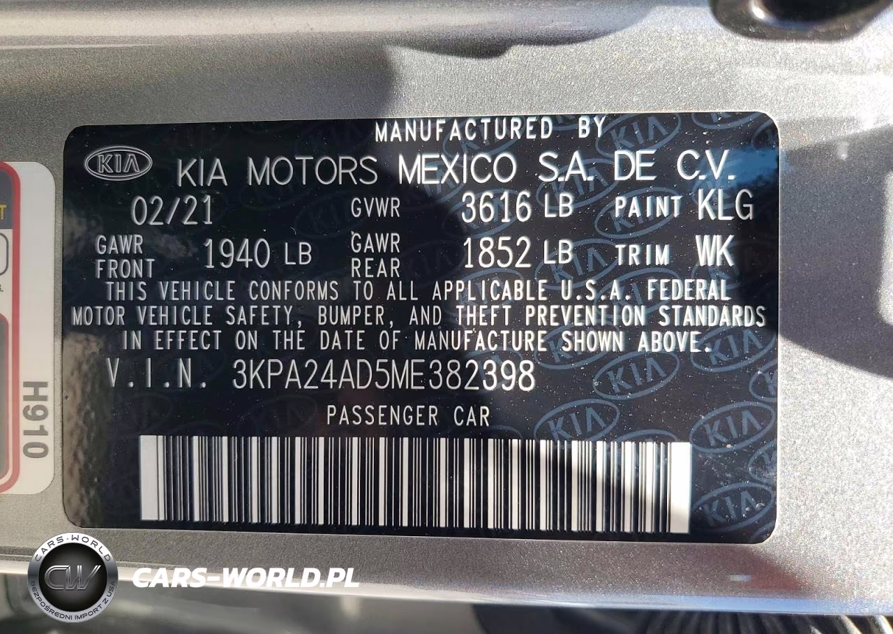 2021 Kia Rio S VIN:3KPA24AD5ME382398 - 12