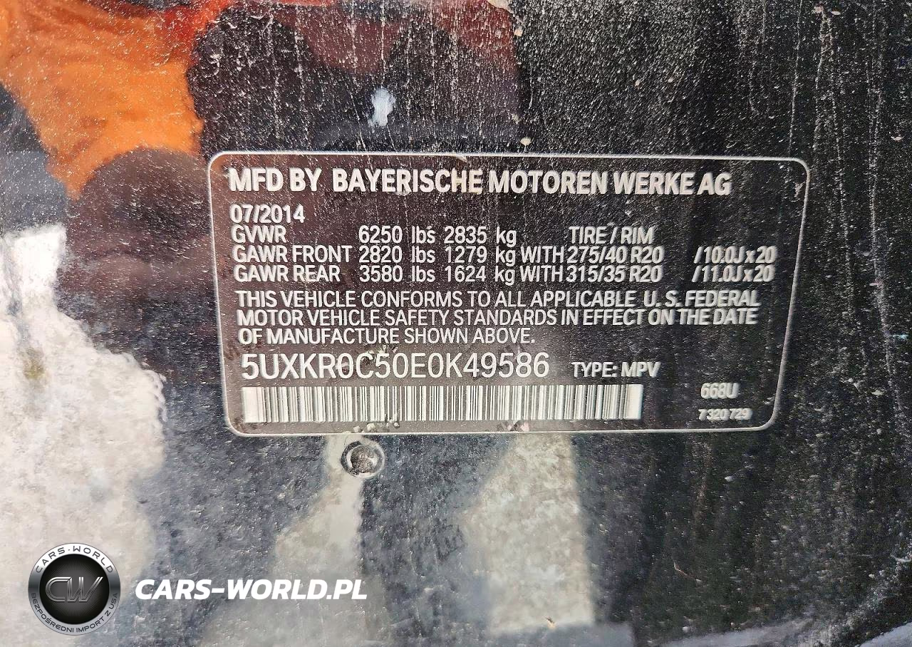 2014 BMW X5 xDrive35I VIN:5UXKR0C50E0K49586 - 14