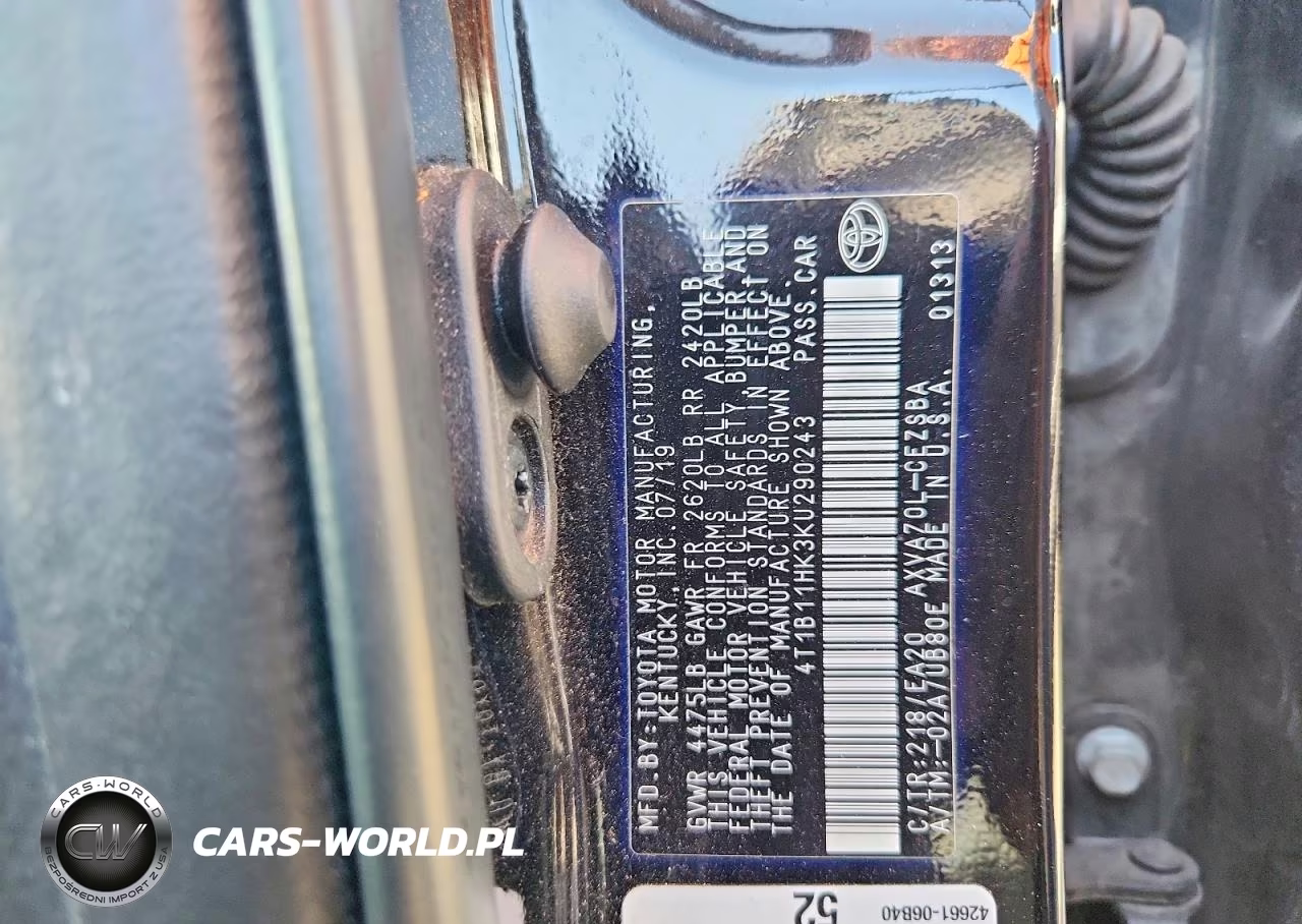 2019 Toyota Camry Se VIN:4T1B11HK3KU290243 - 12