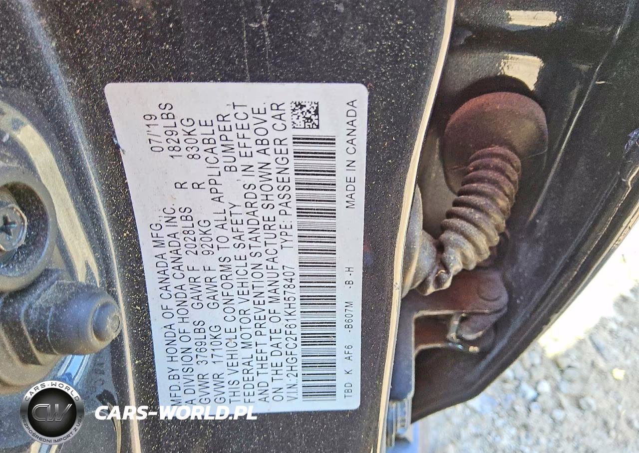 2019 Honda Civic Lx VIN:2HGFC2F61KH578407 - 12