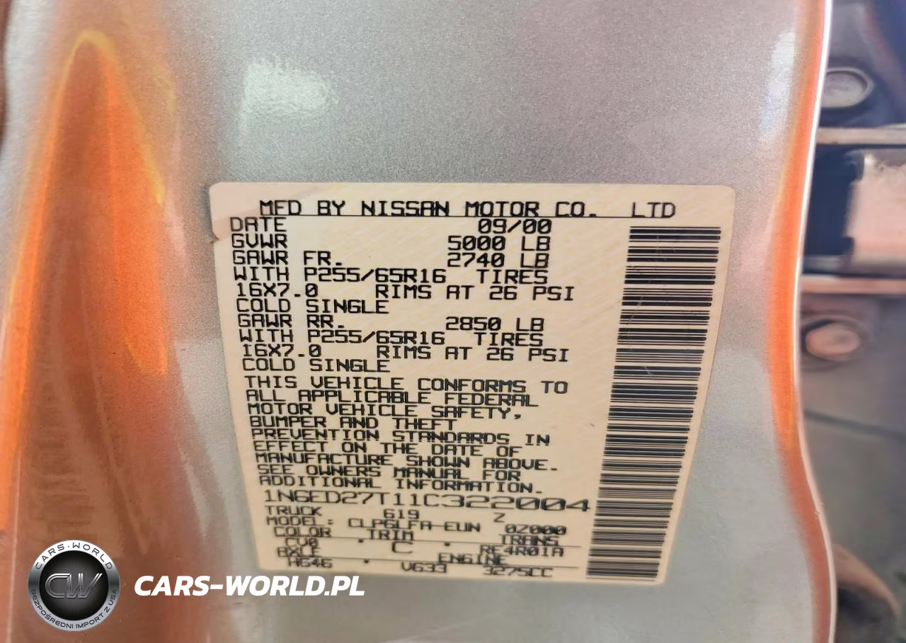 2001 Nissan Frontier VIN:1N6ED27T11C322004 - 12