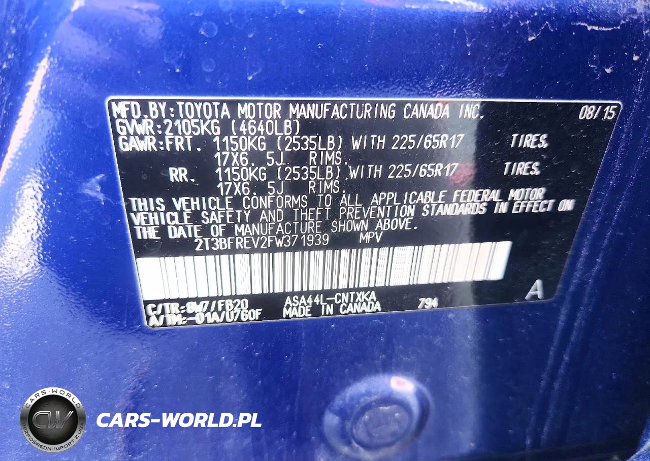 2015 Toyota Rav4 Le VIN:2T3BFREV2FW371939 - 13