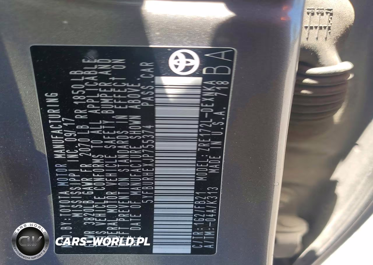 2018 Toyota Corolla Le VIN:5YFBURHEXJP755374 - 12