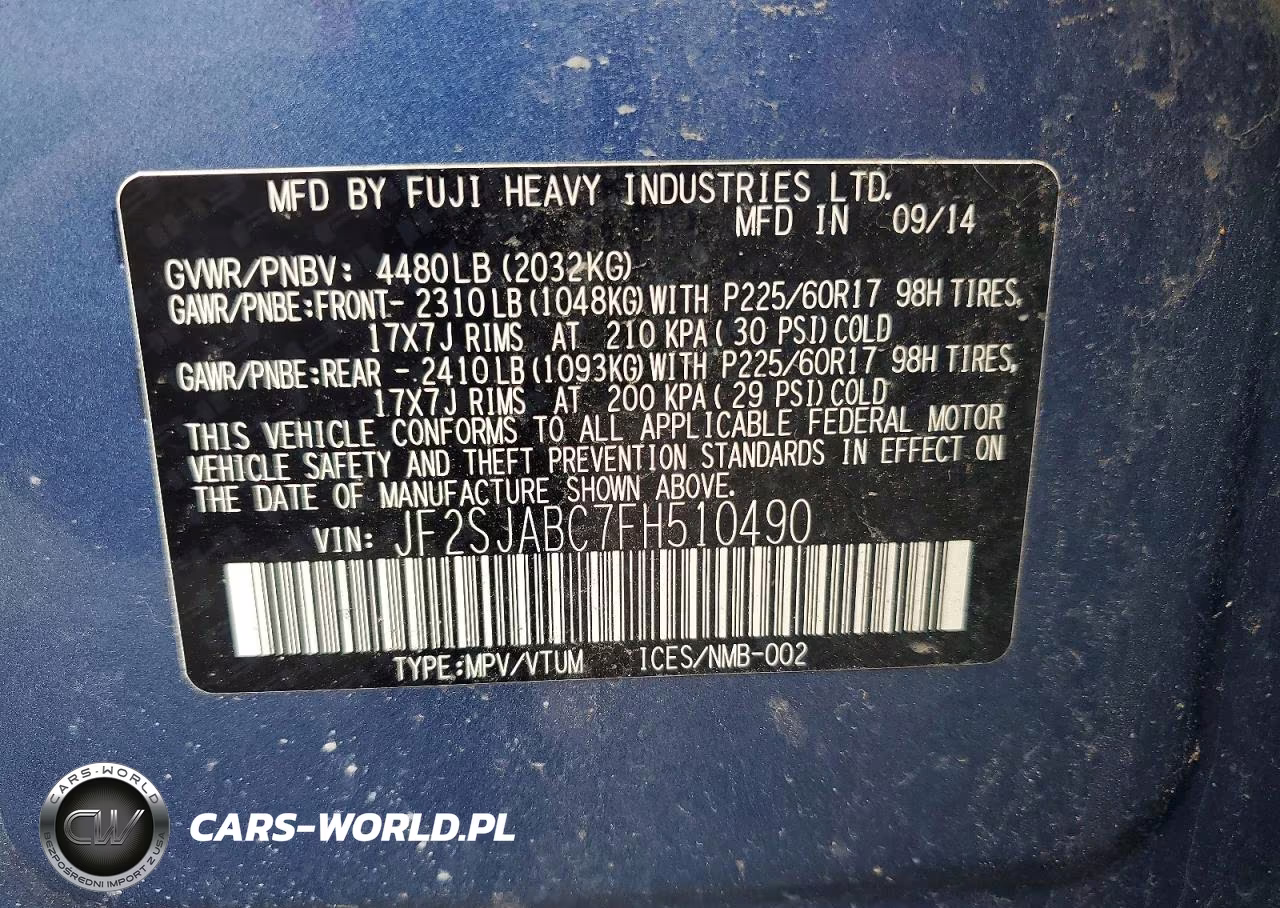 2015 Subaru Forester 2.5I VIN:JF2SJABC7FH510490 - 13