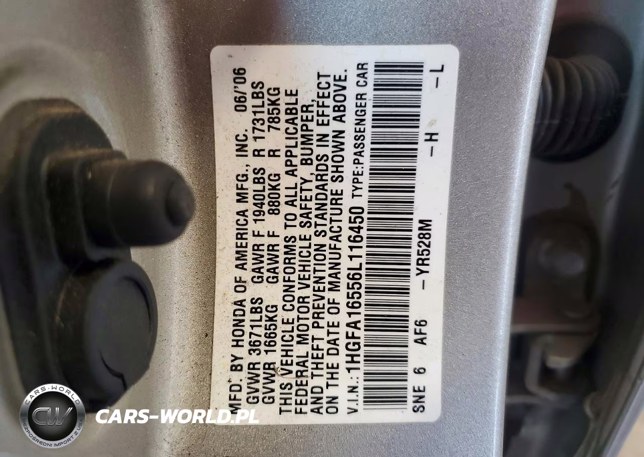 2006 Honda Civic Lx VIN:1HGFA16556L116450 - 12