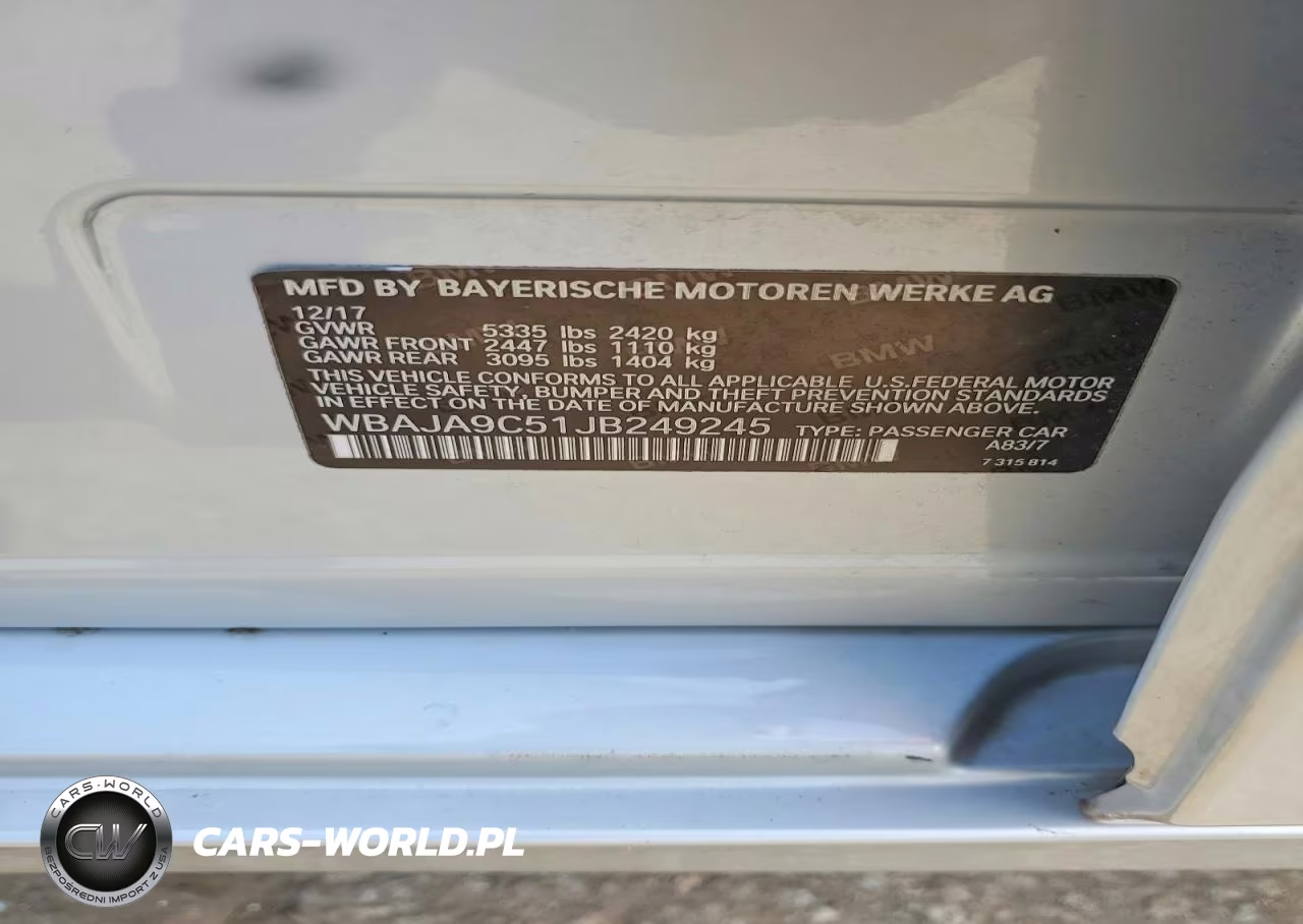 2018 BMW 530E VIN:WBAJA9C51JB249245 - 12