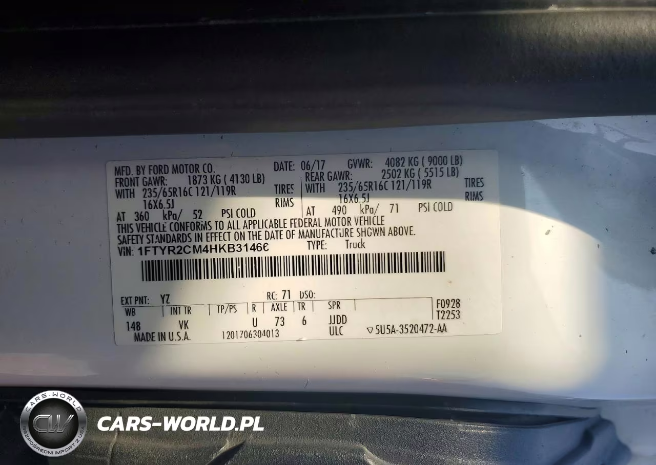 2017 Ford Transit T-250 VIN:1FTYR2CM4HKB31466 - 13