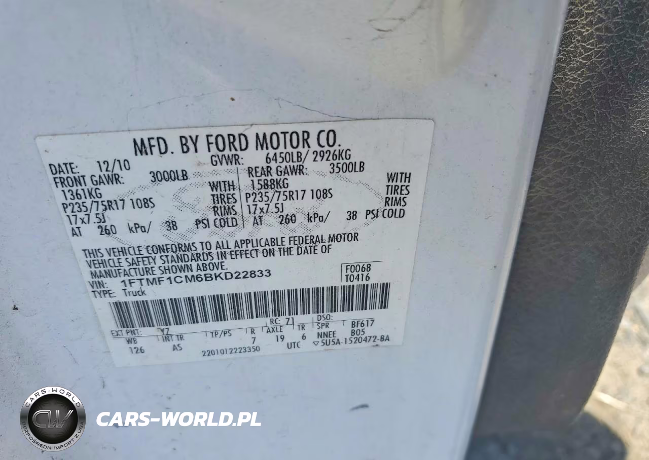 2011 Ford F150 VIN:1FTMF1CM6BKD22833 - 12