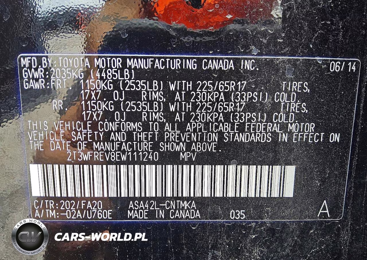 2014 Toyota Rav4 Xle VIN:2T3WFREV8EW111240 - 13