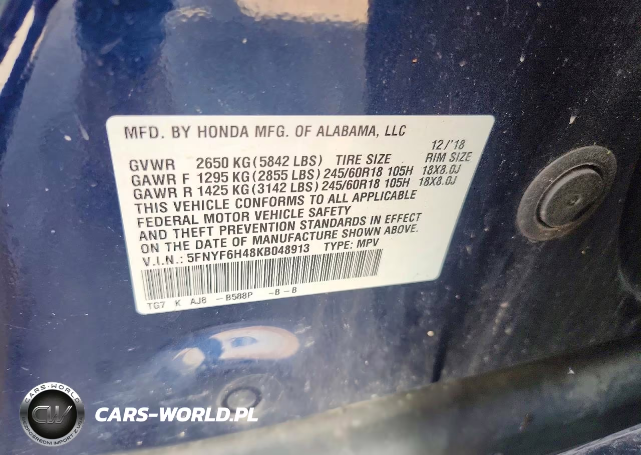 2019 Honda Pilot Exl VIN:5FNYF6H48KB048913 - 13