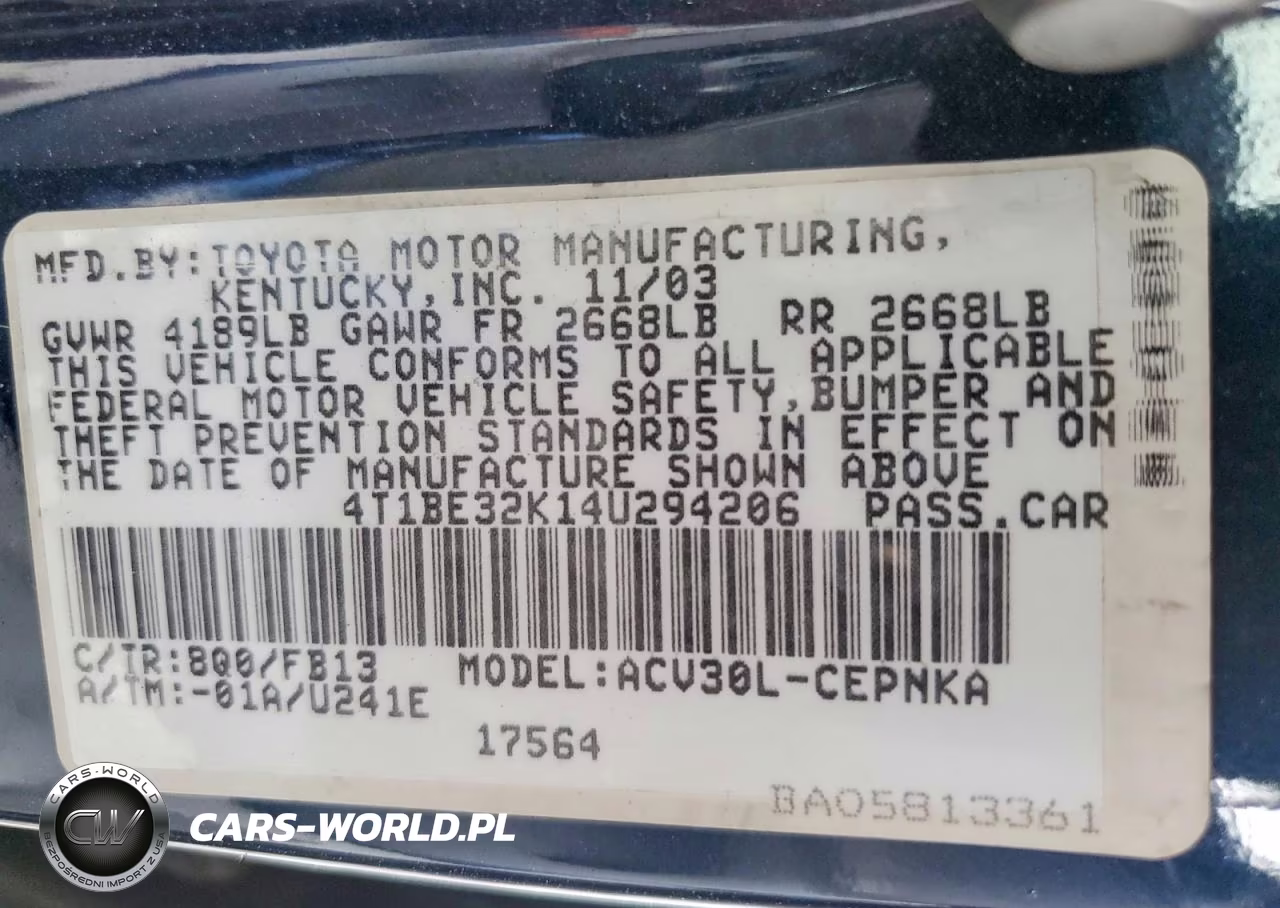 2004 Toyota Camry Le VIN:4T1BE32K14U294206 - 12