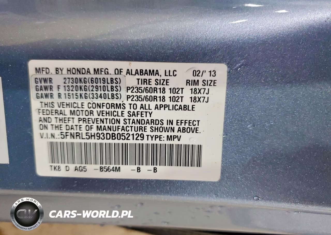 2013 Honda Odyssey Touring VIN:5FNRL5H93DB052129 - 13