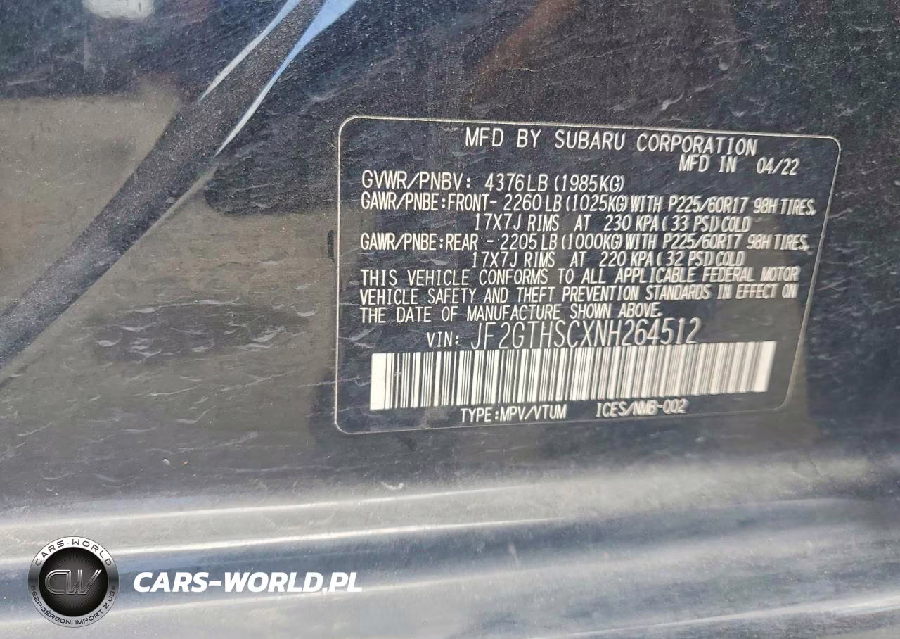 2022 Subaru Crosstrek Sport VIN:JF2GTHSCXNH264512 - 12
