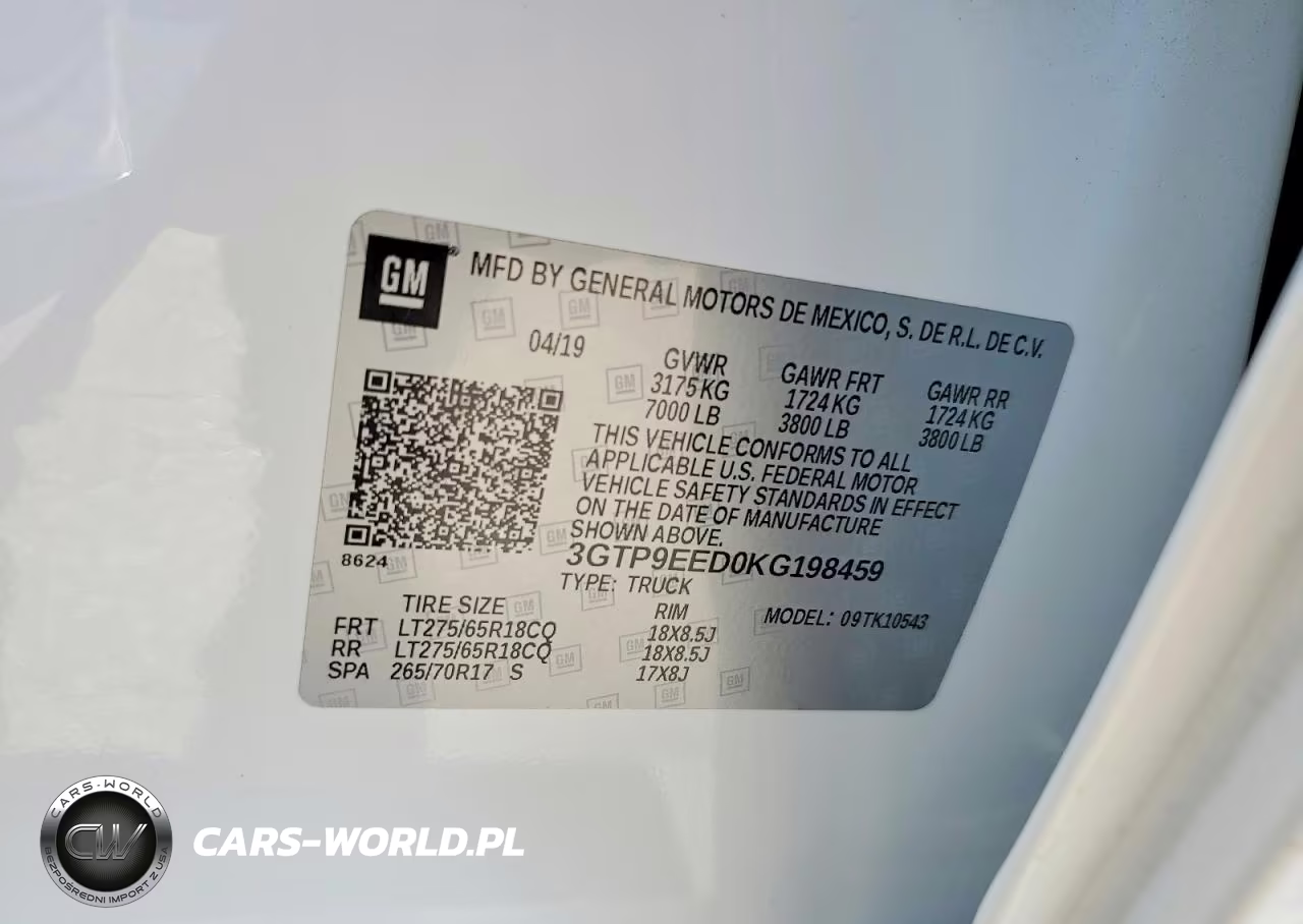 2019 GMC Sierra K1500 At4 VIN:3GTP9EED0KG198459 - 13