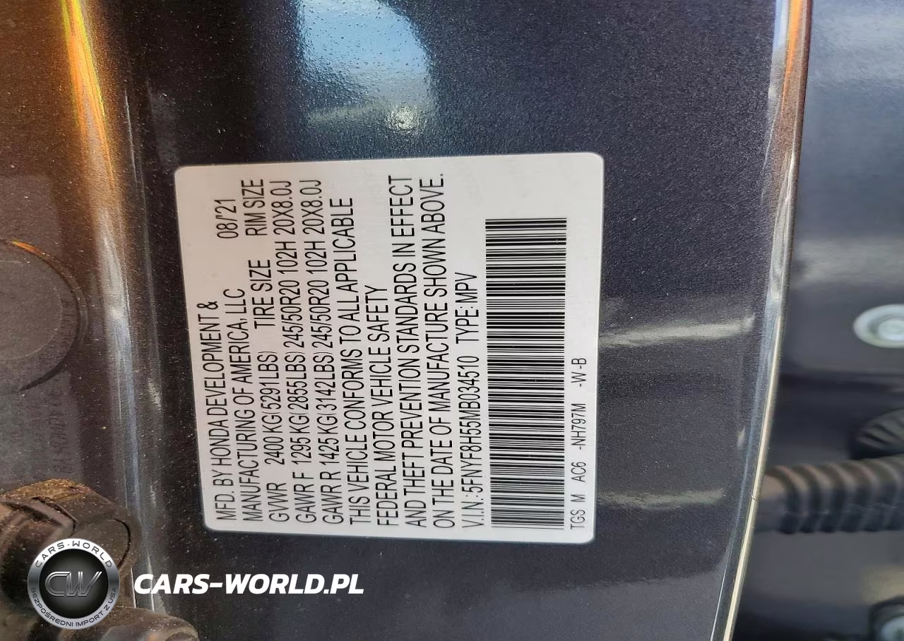 2021 Honda Passport Exl VIN:5FNYF8H55MB034510 - 12