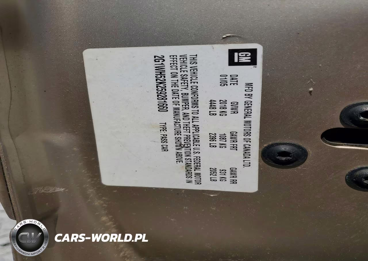 2005 Chevrolet Impala Ls VIN:2G1WH52K259281660 - 12
