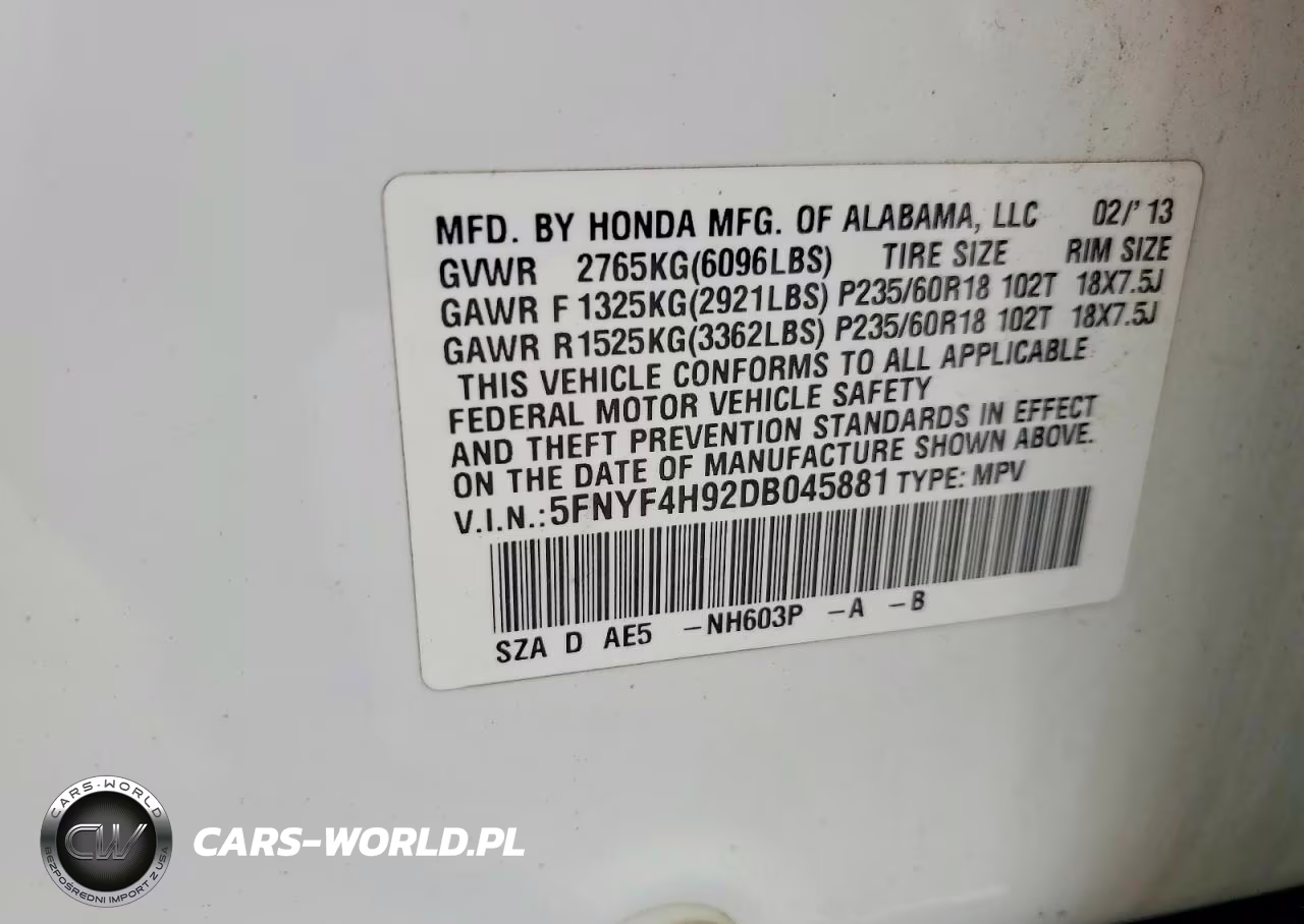 2013 Honda Pilot Touring VIN:5FNYF4H92DB045881 - 13