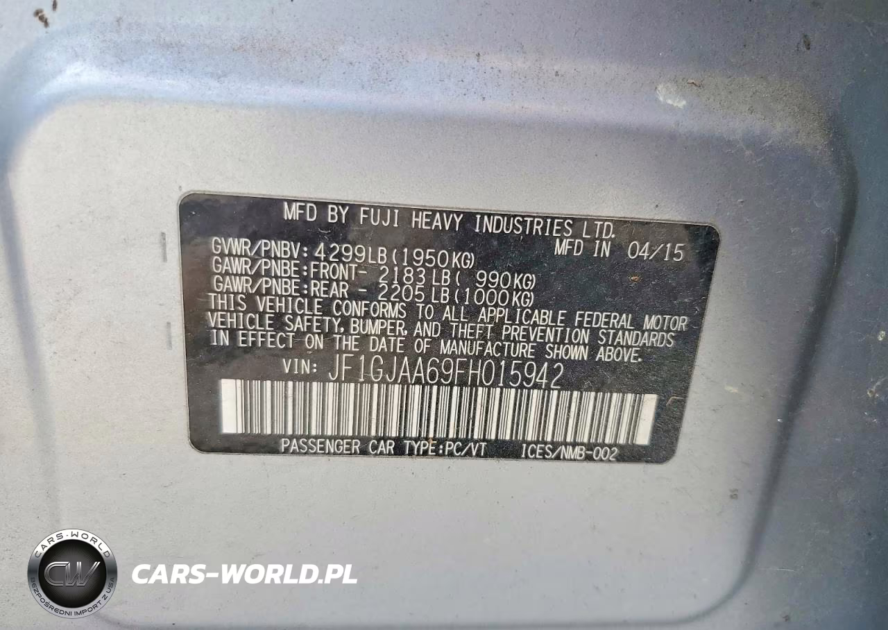 2015 Subaru Impreza VIN:JF1GJAA69FH015942 - 12