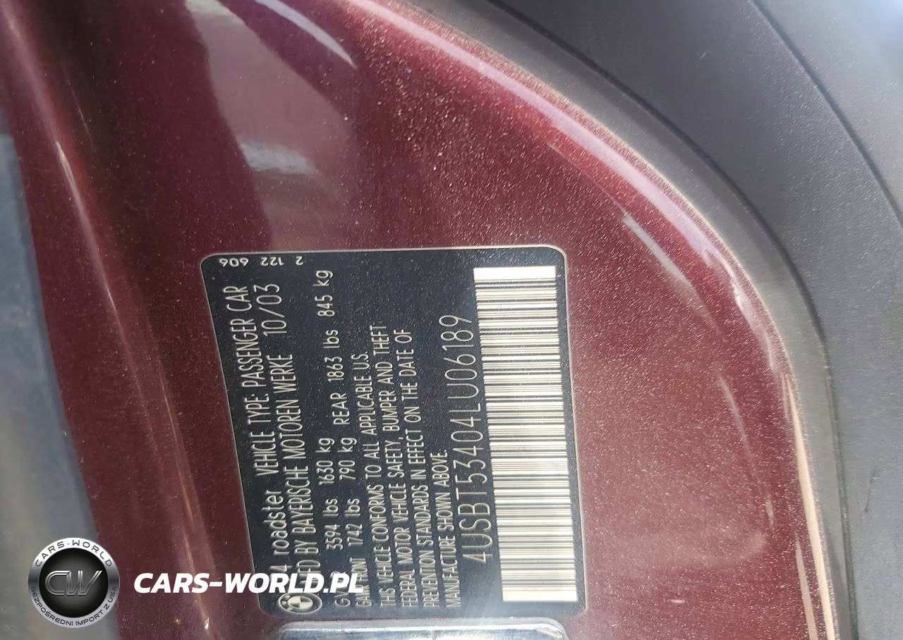 2004 BMW Z4 3.0 VIN:4USBT53404LU06189 - 12