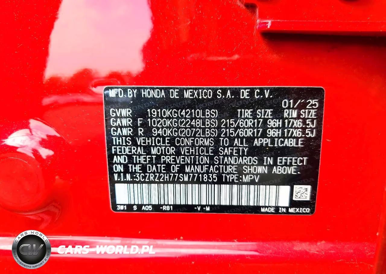2025 Honda Hr-V Exl VIN:3CZRZ2H77SM771835 - 14