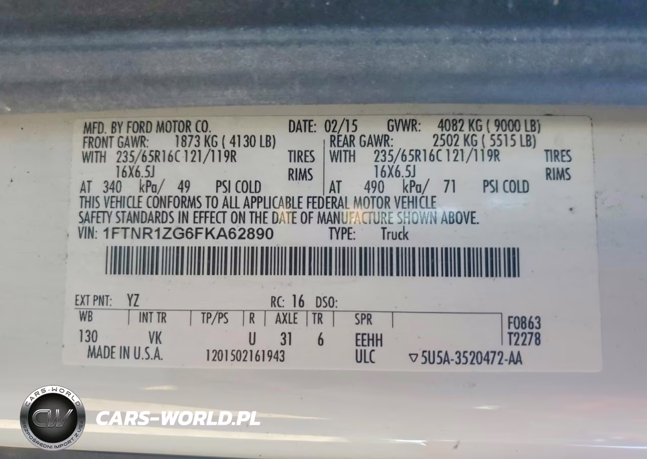 2015 Ford Transit T-250 VIN:1FTNR1ZG6FKA62890 - 13