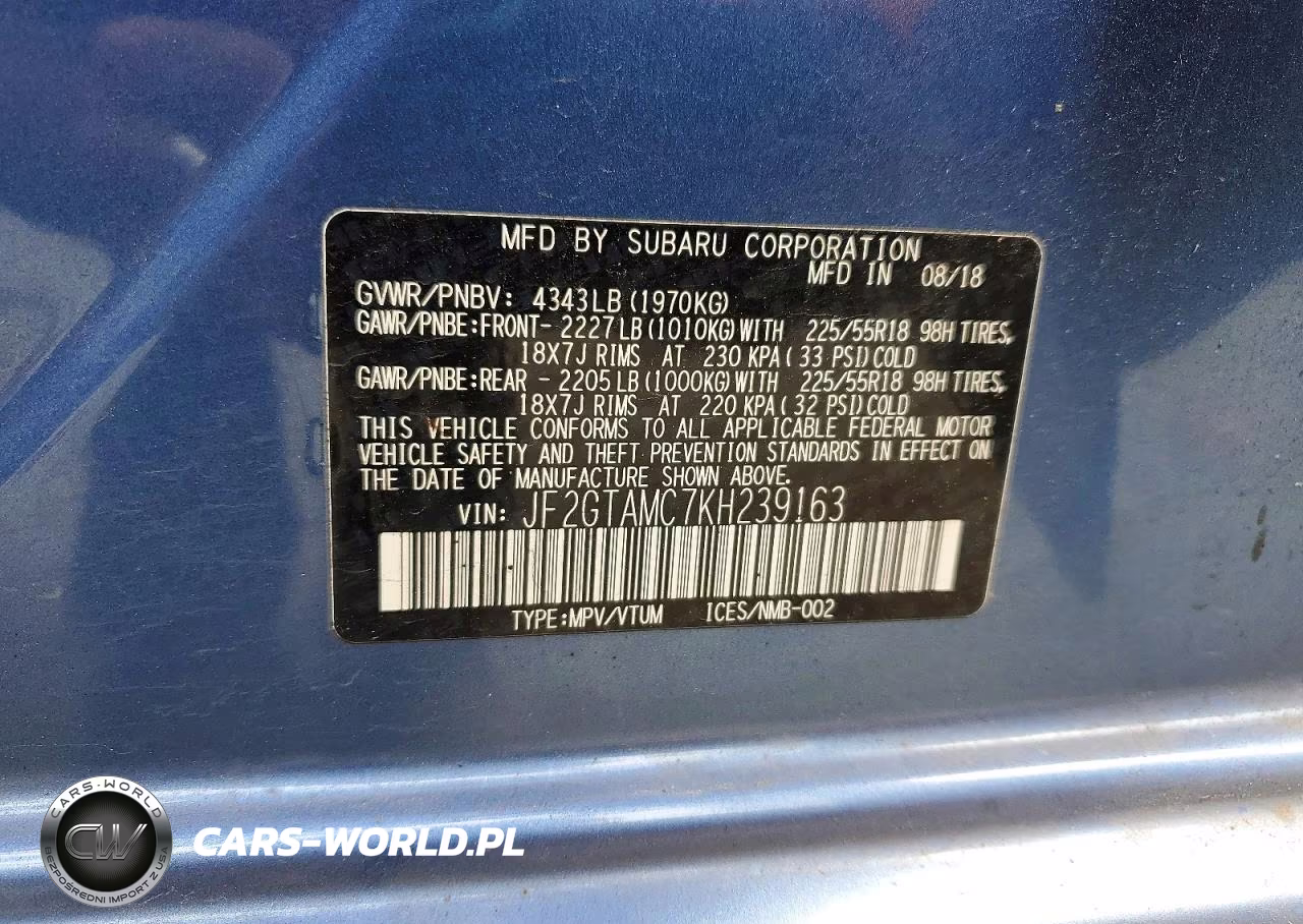 2019 Subaru Crosstrek Limited VIN:JF2GTAMC7KH239163 - 13