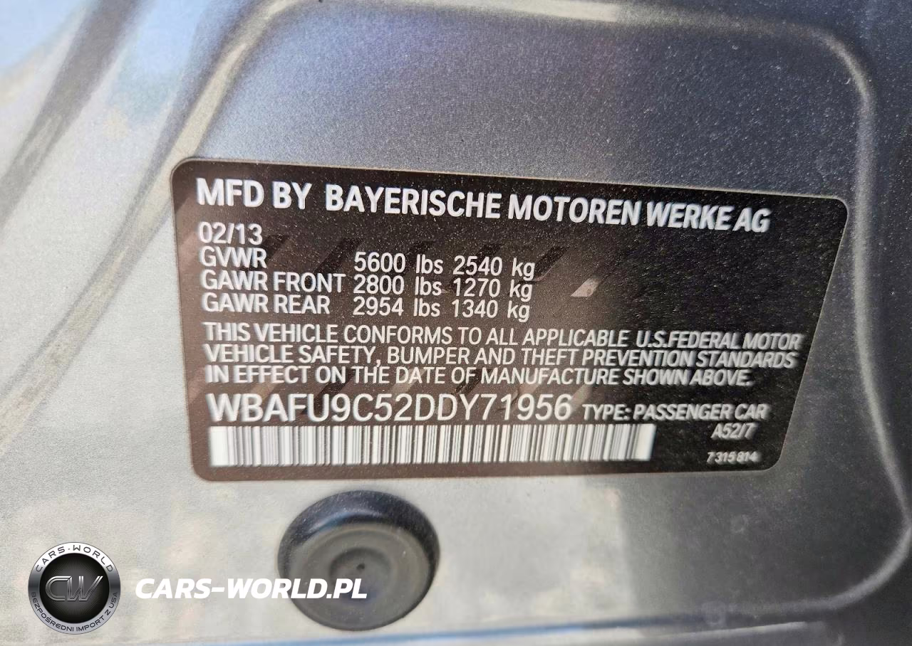 2013 BMW 550 Xi VIN:WBAFU9C52DDY71956 - 12