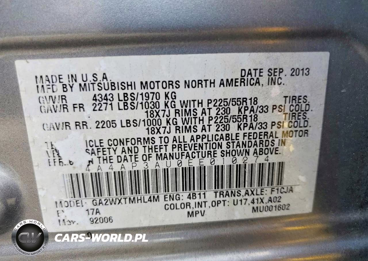 2014 Mitsubishi Outlander Sport Es VIN:4A4AP3AU0EE010274 - 12