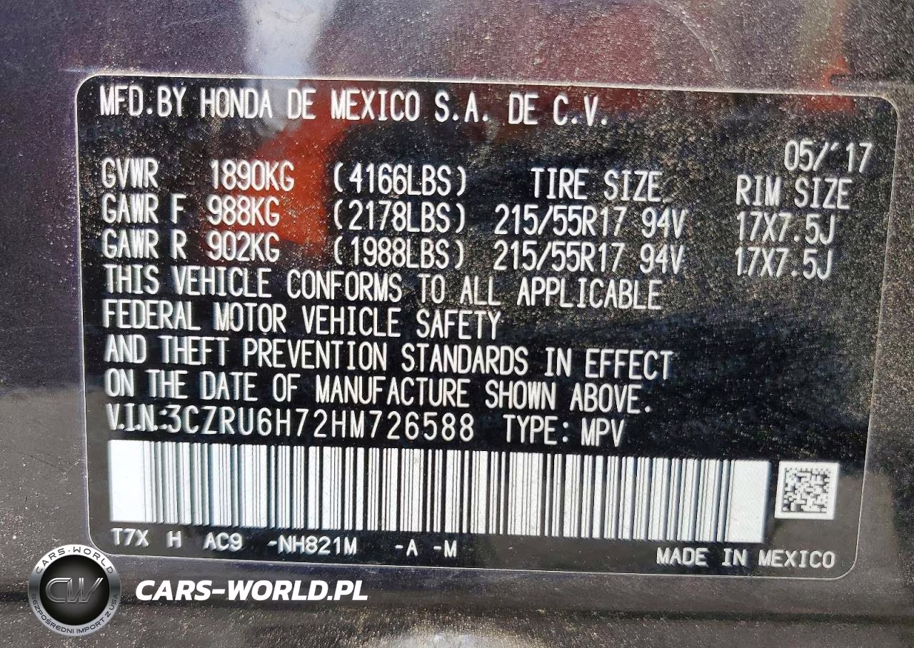2017 Honda Hr-V Exl VIN:3CZRU6H72HM726588 - 12