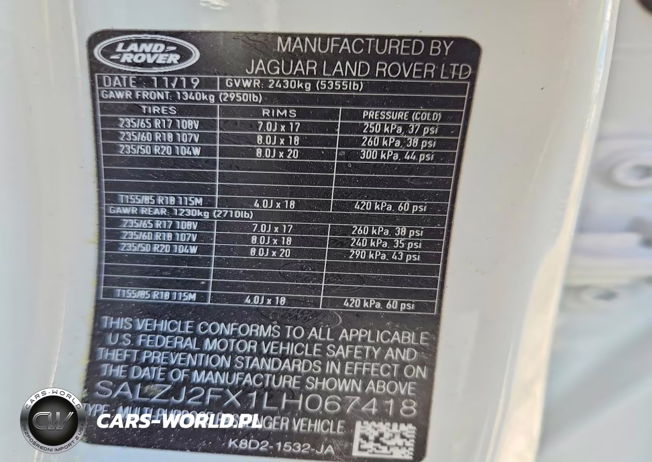 2020 Land Rover Range Rover Evoque S VIN:SALZJ2FX1LH067418 - 13