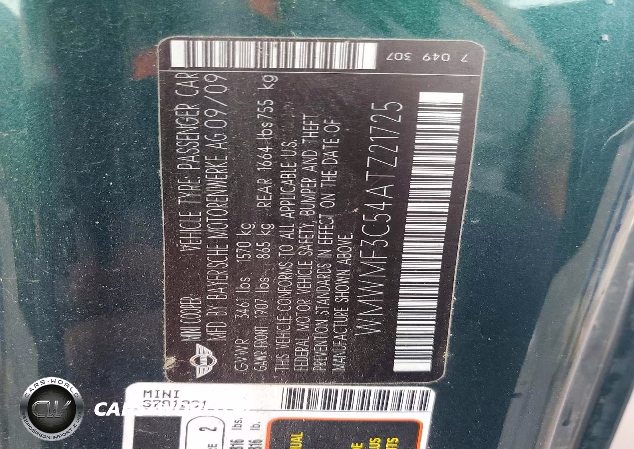 2010 Mini Cooper VIN:WMWMF3C54ATZ21725 - 13