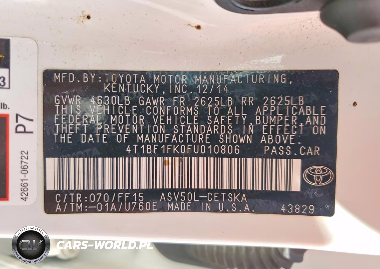 2015 Toyota Camry Se VIN:4T1BF1FK0FU010806 - 12