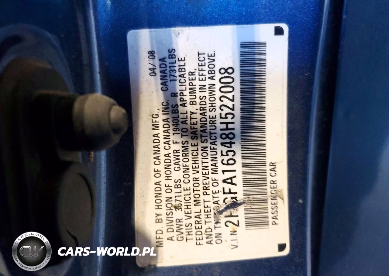 2008 Honda Civic Lx VIN:2HGFA16548H522008 - 12