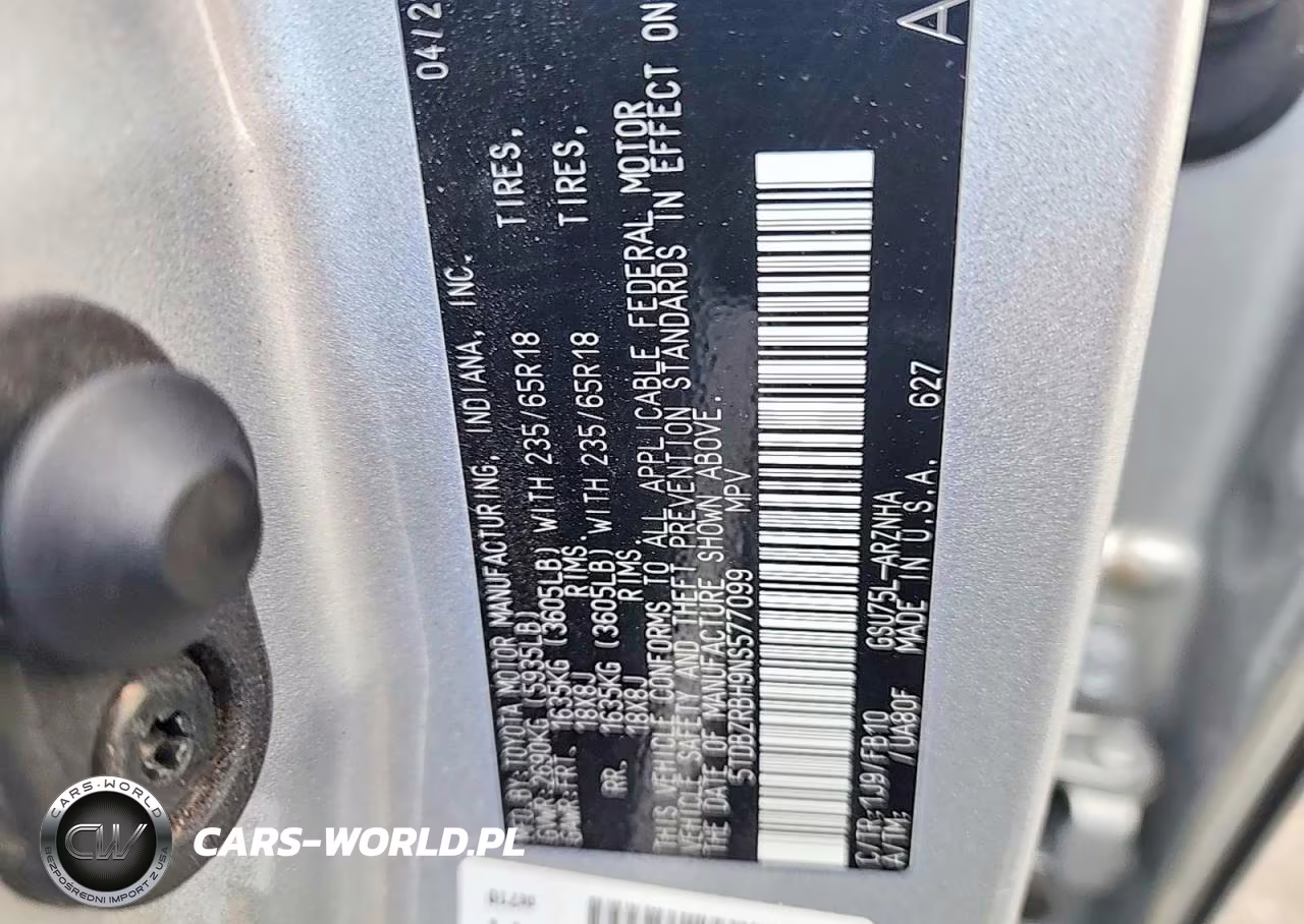 2022 Toyota Highlander Le VIN:5TDBZRBH9NS577099 - 10