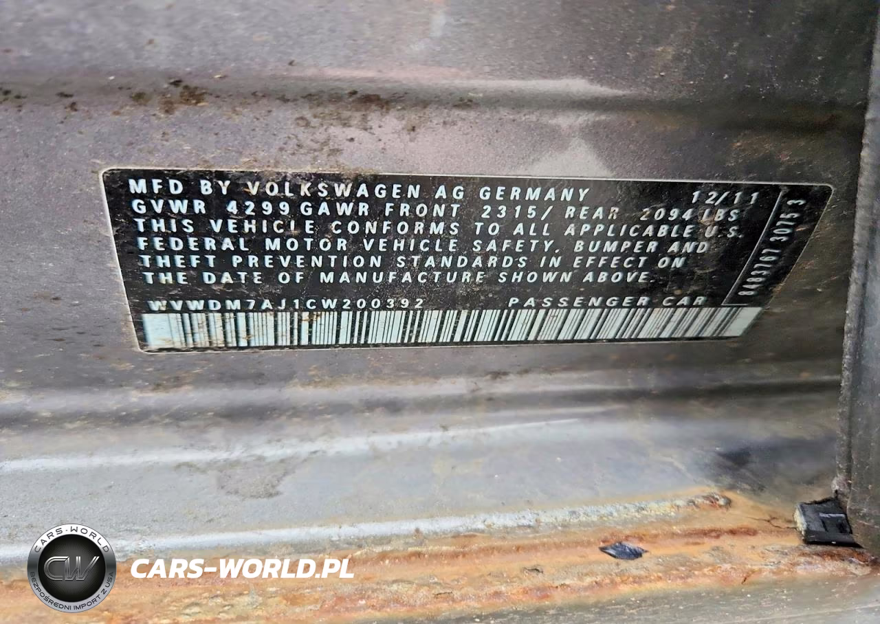 2012 Volkswagen Golf VIN:WVWDM7AJ1CW200392 - 12